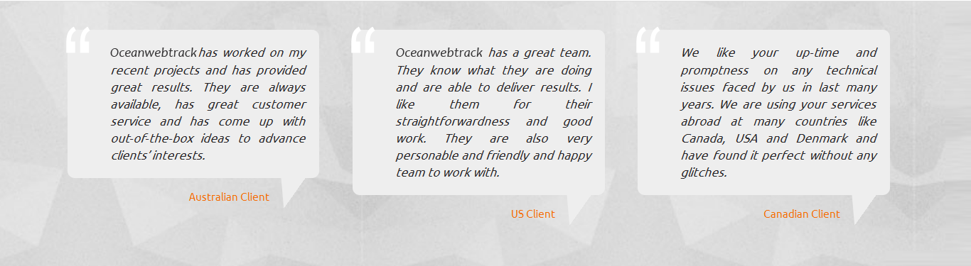 Oceanwebtrack testimonials